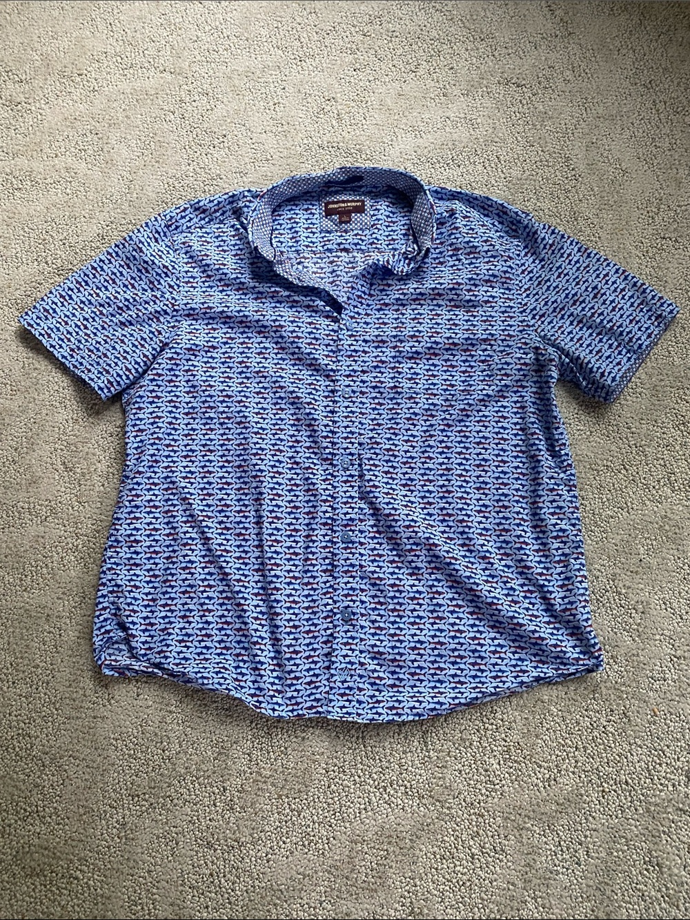 Johnston & Murphy Men's Shark Short-Sleeve Patterned Shirt